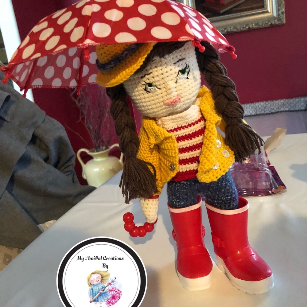 Crochet Amigurumi Doll “Annie in the Rain”